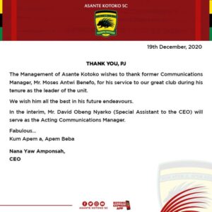 Asante Kotoko Name Interim Communications Manager After PJ Mozey's Resignation 1 IMG 20201219 105825 696x696 1