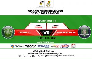 2020/2021 Ghana Premier League: Dreams v Aduana Stars matchday 14 preview 1 DREAMS VS ADUANA STARS FC