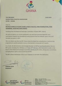 National Paralympic Committee (NPC) of Ghana Undertakes Restructuring Programme 1 FB IMG 1613889865374