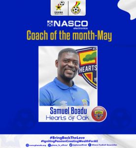 Samuel Boadu wins Ghana Premier league Coach of the month of May 1 NASCO COACH OF THE MONTH MAY Samuel Boadu 598x650 1