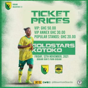 Ticket Prices For Bibiani Gold stars vs Asante kotoko GPL Match Day 3 Clash Announced 1 FB IMG 1636555181375