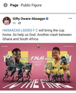 Feminine Pride : CEO Of Berry Ladies Tips Hasaacas for Africa Success In Another Ghana Vrs South Africa Clash 1 IMG 20211117 WA0007