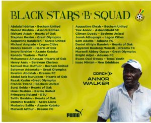 Coach Annor Walker names strong Black Stars B squad for Benin assignment 1 black stars b