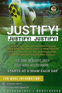 Ghana Immigration Service Invites Talented Footballers For Selection Into Service Team 1 FB IMG 1689841725450