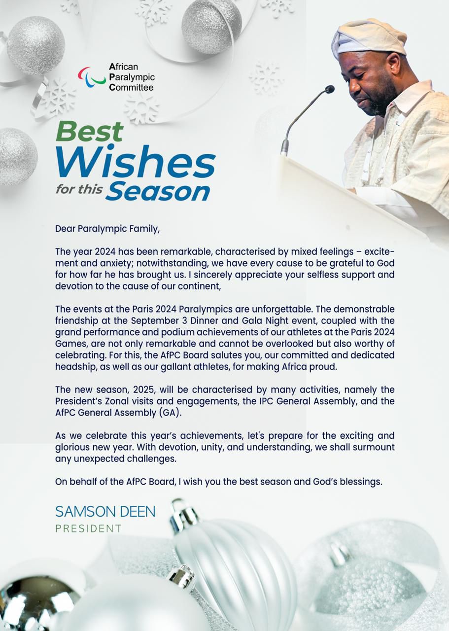 African Paralympic Committee President Sends Festive Greetings To The Paralympic Fraternity 1 IMG 20241226 WA0026