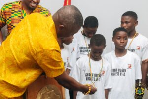 Ghana’s U-12 Rugby Champions Present Medals to Minister for Sports and Recreation, Hon. Kofi Adams after Ivory Coast Victory 1 FB IMG 1770916316392